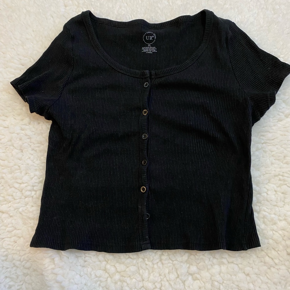 Urban rebel ribbed black crop top XL  short sleeve